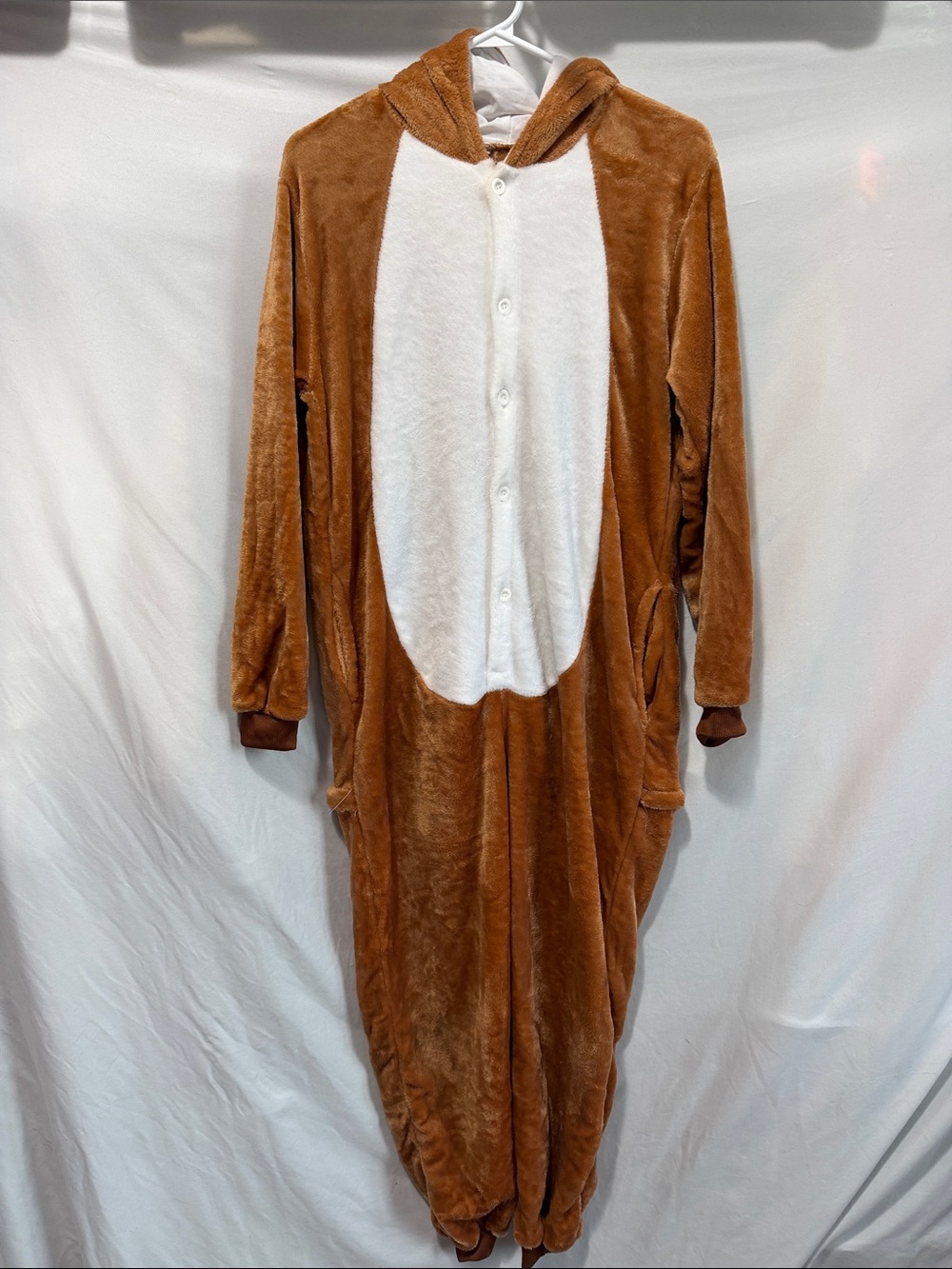 Cozy Brown and White Hooded Onesie - Women